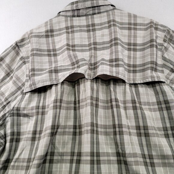 Coleman Mens Plaid Short Sleeve Button-Up Shirt XXL Gray White Vented Fishing - Picture 8 of 10
